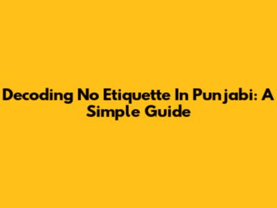 Decoding 'No Etiquette' In Punjabi: A Simple Guide