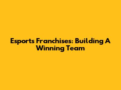 Esports Franchises: Building A Winning Team