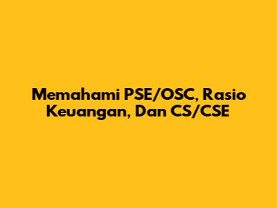 Memahami PSE/OSC, Rasio Keuangan, Dan CS/CSE