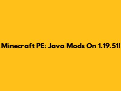 Minecraft PE: Java Mods On 1.19.51!