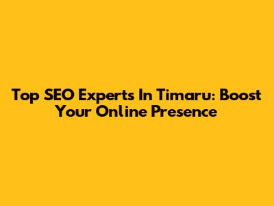 Top SEO Experts In Timaru: Boost Your Online Presence